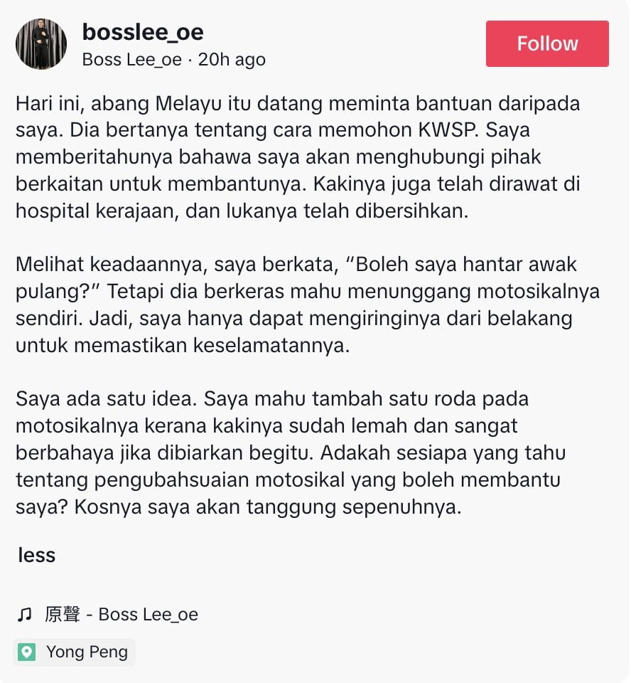 Sedih lihat pakcik sakit